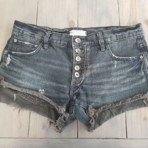 Free People Black Shortie Shorts Womens Size 25 Denim Button Fly
